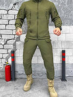 Тактичний костюм Soft Shell олива на флісі Комплект куртка штани софтшел із вентиляційними вставками