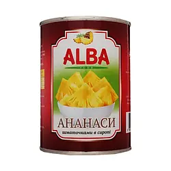 Ананас шматочками Alba Food в сиропі, 580 мл