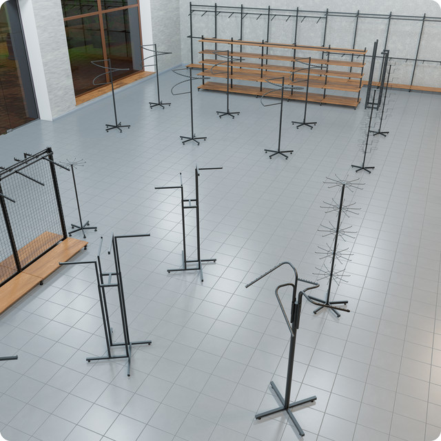 Візуалізація установки обладнання для магазину одягу Візуалізація установки обладнання для магазину одягу