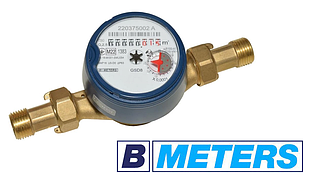 Лічильник холодної води B Meters GSD8 1/2" ХВ 30°С L=110 мм (Італія) зі штуцерами