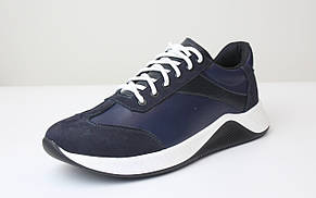 Сині кросівки чоловічі шкіряні нубук вставки взуття великих розмірів Rosso Avangard DolGa Blu Nub BS