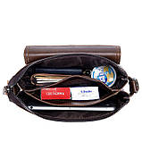 Чоловіча сумка через плече Натуральна шкіра Барсетка Чоловіча шкіряна сумка для документів планшет Чорна, фото 8