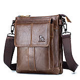 Чоловіча сумка через плече Натуральна шкіра Барсетка Чоловіча шкіряна сумка для документів планшет Чорна, фото 3