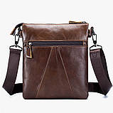 Чоловіча сумка через плече Натуральна шкіра Барсетка Чоловіча шкіряна сумка для документів планшет Чорна, фото 6