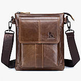 Чоловіча сумка через плече Натуральна шкіра Барсетка Чоловіча шкіряна сумка для документів планшет Чорна, фото 10