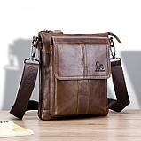 Чоловіча сумка через плече Натуральна шкіра Барсетка Чоловіча шкіряна сумка для документів планшет Чорна, фото 4