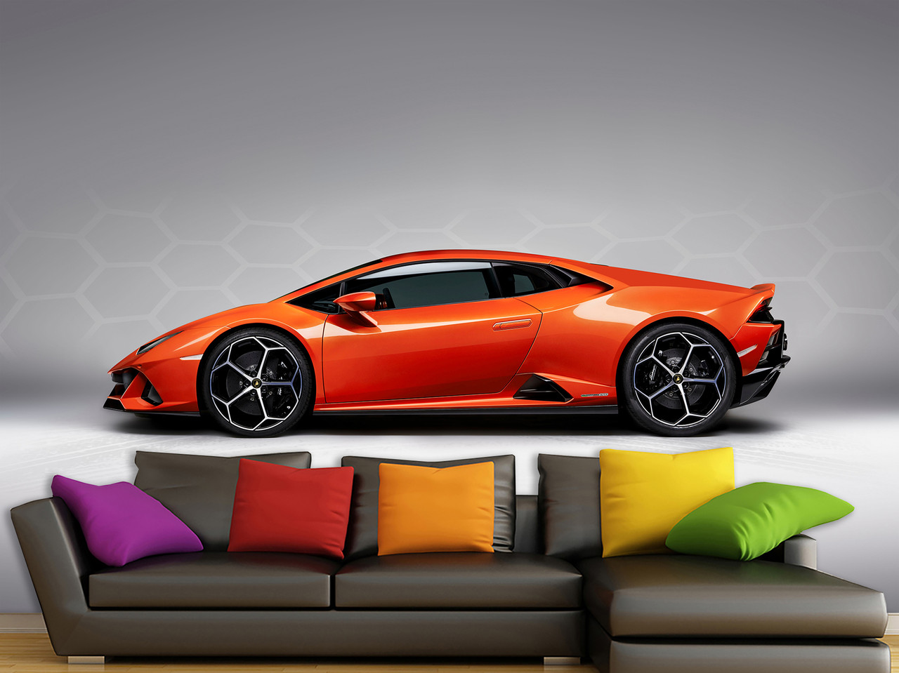 Фотошпалери авто 3д на стіну плівка Oracal самоклеюча в спальню, кухню, зал "LAMBORGHINI", фото 1