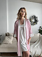 Женский шелковый комплект ночная рубашка и халат ❤️ Victoria's Secret белый