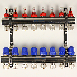 Коллектор Gross 8504 1" - 3/4" на 8 виходів в зборі для теплої підлоги