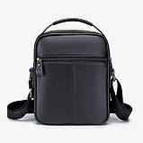 Чоловіча сумка через плече Натуральна шкіра Барсетка Чоловіча шкіряна сумка для документів планшет Чорна, фото 3