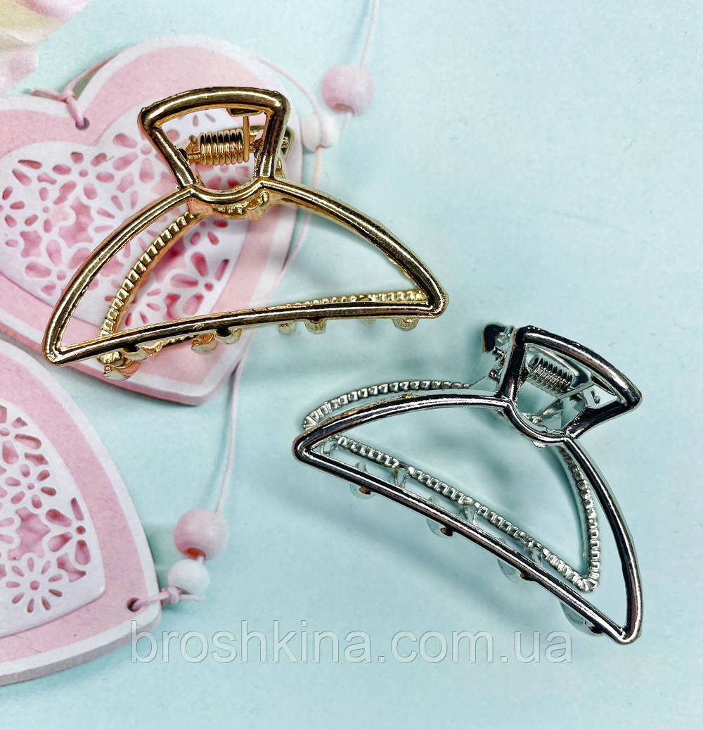 Краби для волосся метал 4.5 см два кольори 12 шт./пач. оптом, фото 1