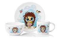 У Нас: Набір порцелянового дитячого посуду Ardesto Sweet hedgehog на 3 предмети (AR3455HS) -OK
