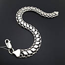 Двосторонній чоловічий срібний браслет з накладками (ширина 9 мм). Довжина 23,5 см, фото 9