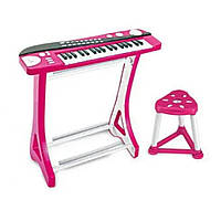 Детский на ножках пианино с 37 клавишами со стульчиком и звуками животных 660-11-12-13 Розовый