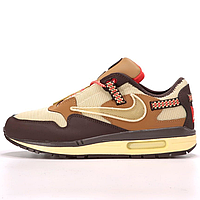 Кроссовки мужские Nike air max 1 «Cactus Jack»brown / Найк аир макс 1 «Cactus Jack» коричневые