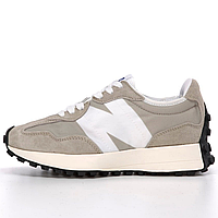 Кроссовки женские и мужские New Balance 327 beige white / Нью Беланс 327 бежевые белые