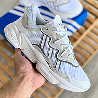 Кроссовки мужские и женские Adidas Ozweego white gray / Адидас Озвиго белые серые