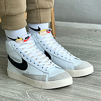 Кроссовки мужские и женские Nike Blazer Mid white / Найк Блейзер белые высокие