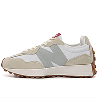 Кроссовки женские и мужские New Balance 327 white beige / Нью Беланс 327 белые бежевые