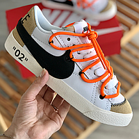 Кроссовки мужские и женские Nike Blazer 77 white orange / Найк Блейзер белые