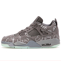 Кроссовки мужские Nike Air Jordan 4 gray / Найк аир Джордан 4 серые высокие фосфорная подошва