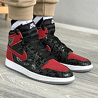 Кросівки чоловічі і жіночі Nike air Jordan Retro 1 High Black Red / Найк аір Джордан Ретро 1 червоні чорні