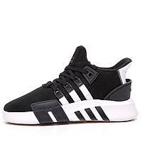 Кроссовки мужские Adidas Equipment black white / Адидас Еквипмент черные с белым высокие