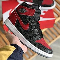 Кроссовки мужские и женские Nike air Jordan Retro 1 High Black Red / Найк аир Джордан Ретро 1 красные черные