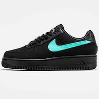 Кроссовки женские и мужские Nike Air Force 1 Low Tiffany & Co black / кеды Найк аир Форс 1 черные низкие