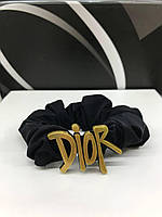 Резинка шелковая крупная для волос с логотипом Диор/ Dior