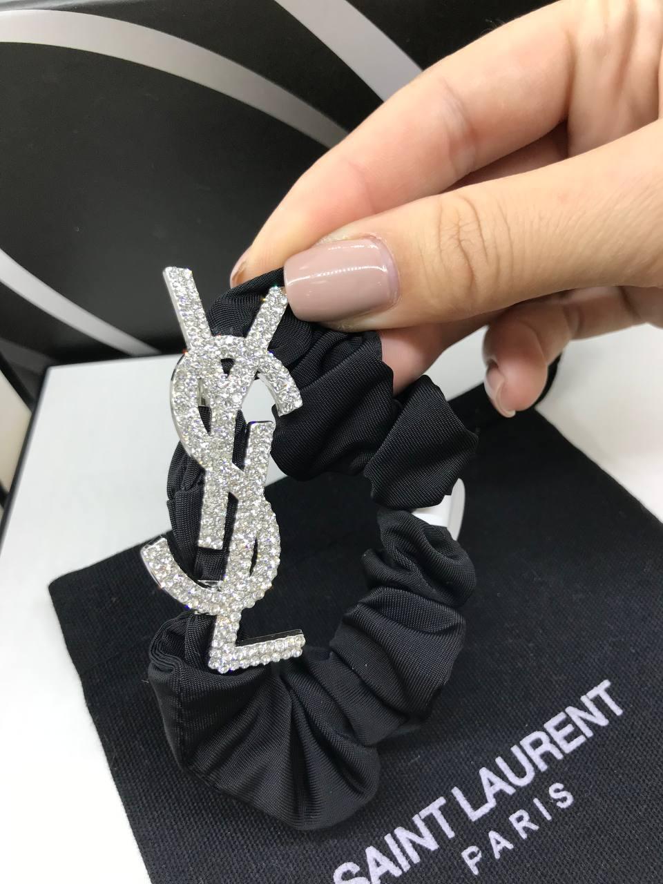 Шовкова гумка велика для волосся з логотипом Saint Laurent, фото 1