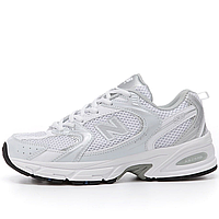 Кроссовки мужские и женские New Balance 530 White Silver Premium / Нью Баланс 530 белые серебряные