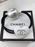 Шовкова гумка тонка з серцем для волосся з логотипом Шанель/Chanel, фото 3