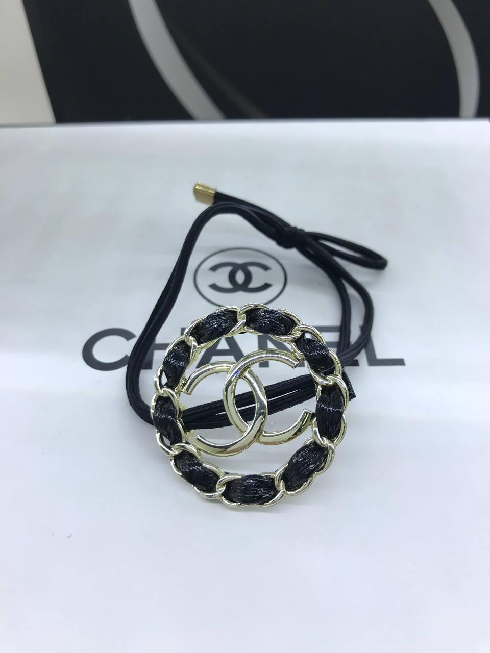 Шовкова гумка тонка з серцем для волосся з логотипом Шанель/Chanel, фото 1