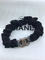 Резинка шелковая средняя для волос с логотипом Шанель/Chanel