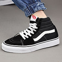 Кроссовки мужские и женские Vans Old Skool black white / кеды Ванс олд скул черные белые высокие