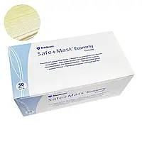 Маски медичні захисні, трьохшарові з петлями для вух Medicom Safe+Mask Ekonomy, 50 шт./упак.,     жовті
