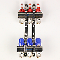 Коллектор Gross 8504 1" - 3/4" на 3 выхода в сборе для теплого пола