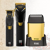 Комбо-набір для стрижки машинка, тример та електробритва Sway Storm, Сooper, Shaver Pro Gold (115 KIT4)