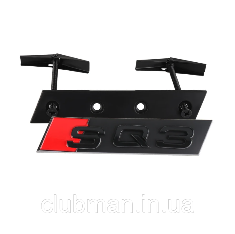 Емблема шильдік SQ3 AUDI (Ауди) для решітки радіатору - Чорний глянець 110х22 мм