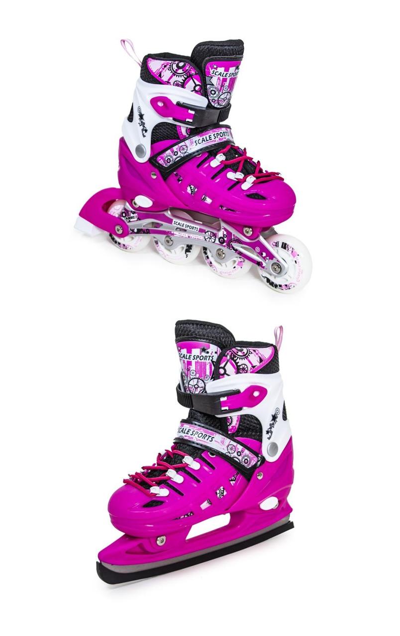 Багатофункціональні дитячі Ковзани-ролики 2 в 1 Scale Sports Pink 1580188079-L регульований розмір 38-41