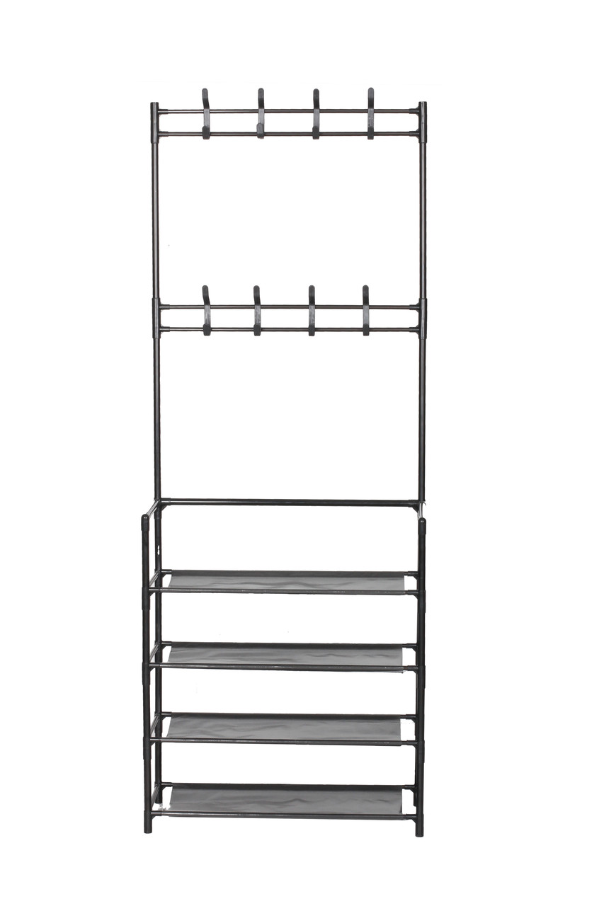 Вішалка для одягу для підлоги з полицями для взуття 60х28х155 см  СТ-4