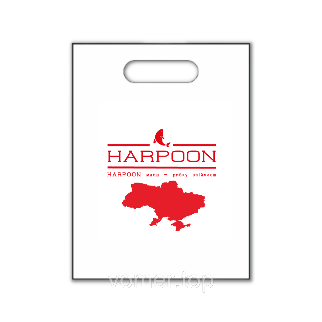 Пакет Фірмовий HARPOON Банан 300*400мм Білий/Червоне нанесення (100шт в уп.)