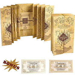Карта мародерів і 2 квитки в Гоґвортс. Marauder's Map. Чарівні предмети світу Гаррі Поттера. Атрибутика