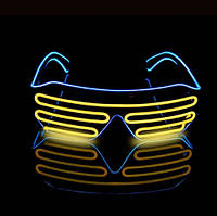 Светодиодные Led El очки RESTEQ очки для вечеринок, пати, желтые с синим ободком