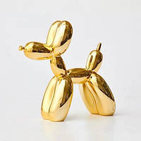 Статуэтка Собачка из шарика RESTEQ золота. Фигурка для интерьера Собака из шарика колбаски 10*10*4 см. Декор