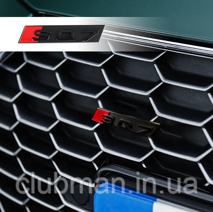 Емблема шильдік SQ7 AUDI (Ауди) для решітки радіатору - Чорний глянець 110х22 мм, фото 1
