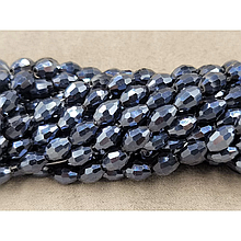 Намистини Скло овал 6*8мм, гематитовий