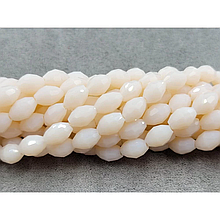 Намистини Скло овал 6*8мм, бежевий матовий