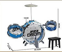 Дитяча барабанна установка jazz drum 775-19 - 3 барабана , тарілка, стільчик, 2 вида